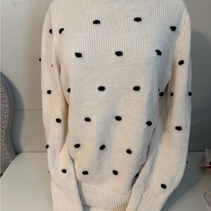 LOFT Cream Sweater with Black Polka Dots